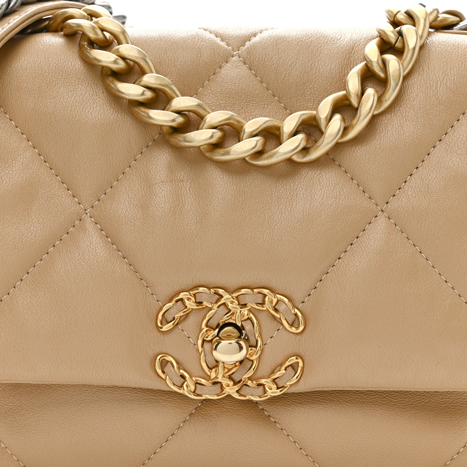 Chanel Goatskin Quilted Medium Chanel 19 Flap Dark Beige 8 of 10
