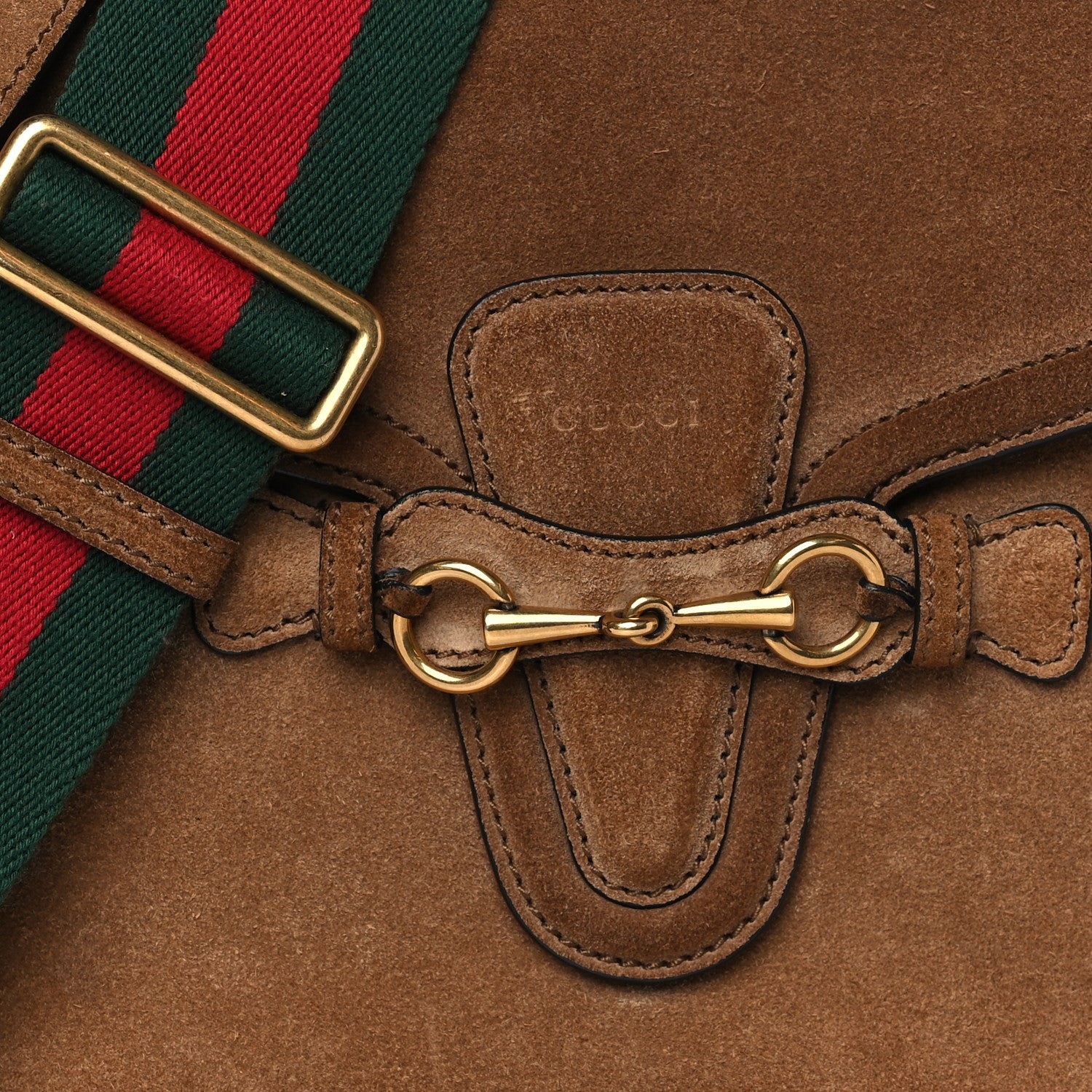 Gucci Suede Medium Lady Web Shoulder Bag New Marron 8 of 10