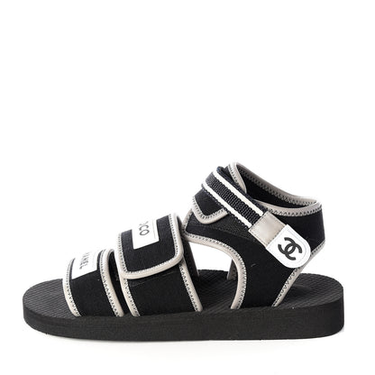 Chanel Lambskin Jersey Coco Sandals 38 Black 1 of 11