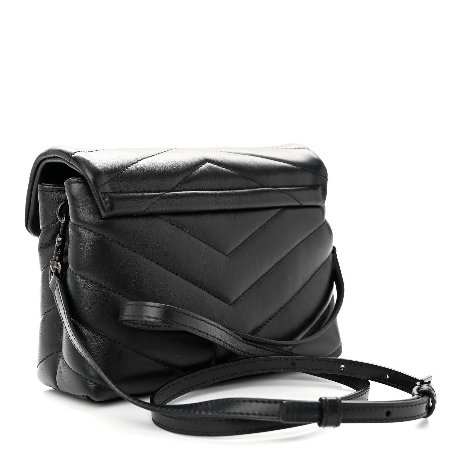 Saint Laurent Calfskin Y Quilted Monogram Monochrome Toy Loulou Crossbody Bag Black 3 of 10