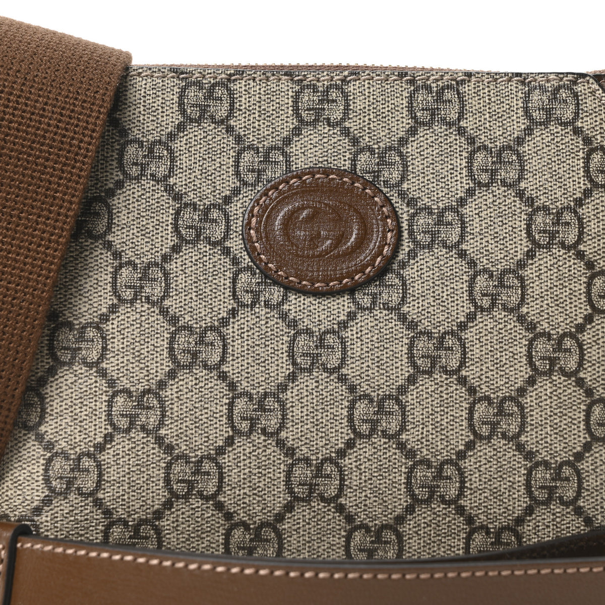 Gucci GG Supreme Monogram Azalea Calfskin Small Retro Interlocking G Wristlet Messenger Bag Beige Ebony Brown Sugar 8 of 10