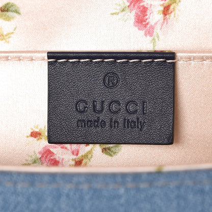 Gucci Denim Matelasse Mini Pearly GG Marmont Shoulder Bag Blue 6 of 7