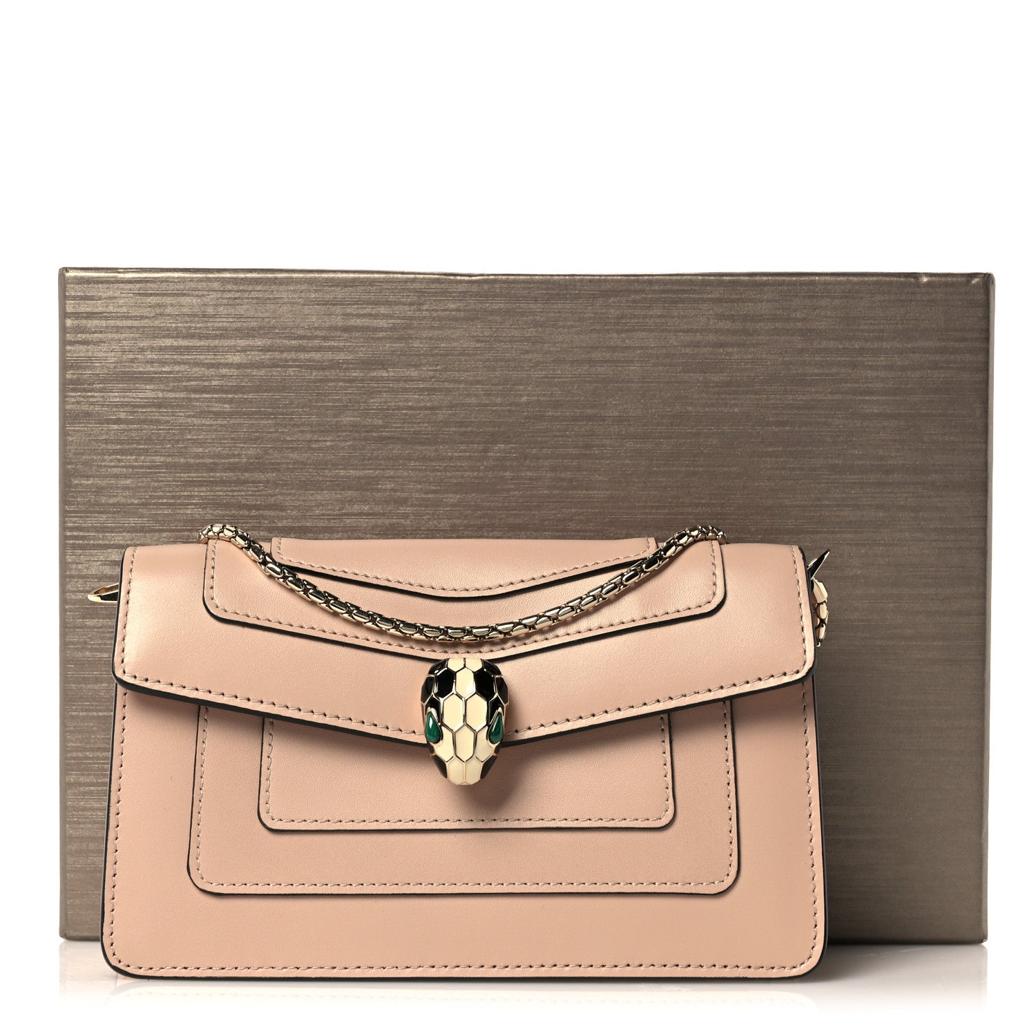 Bulgari Calfskin Mini Serpenti Forever Flap Clutch Light Pink 12 of 12