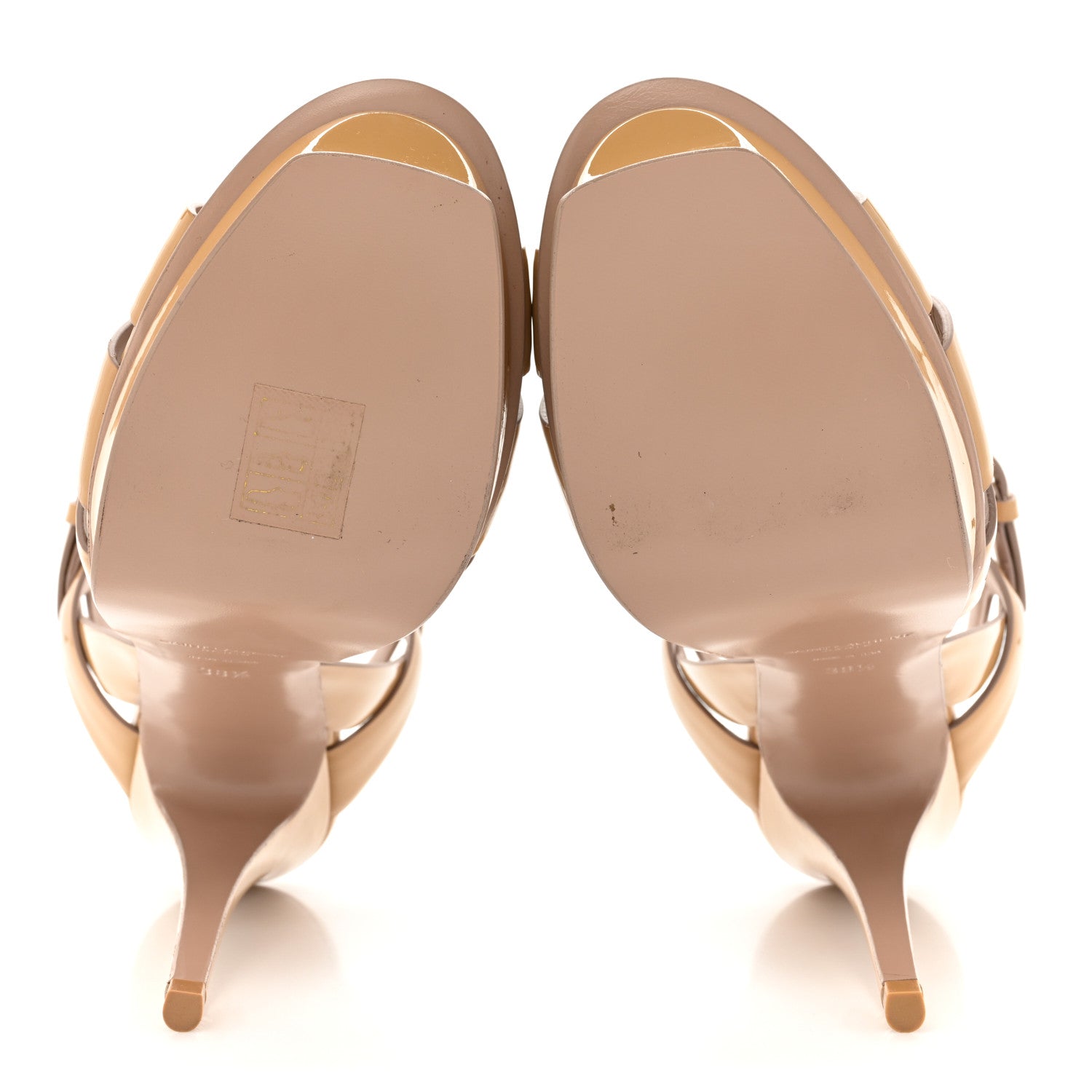 Saint Laurent Patent Tribute 105 Platform Sandals 38.5 Nude Powder 5 of 13