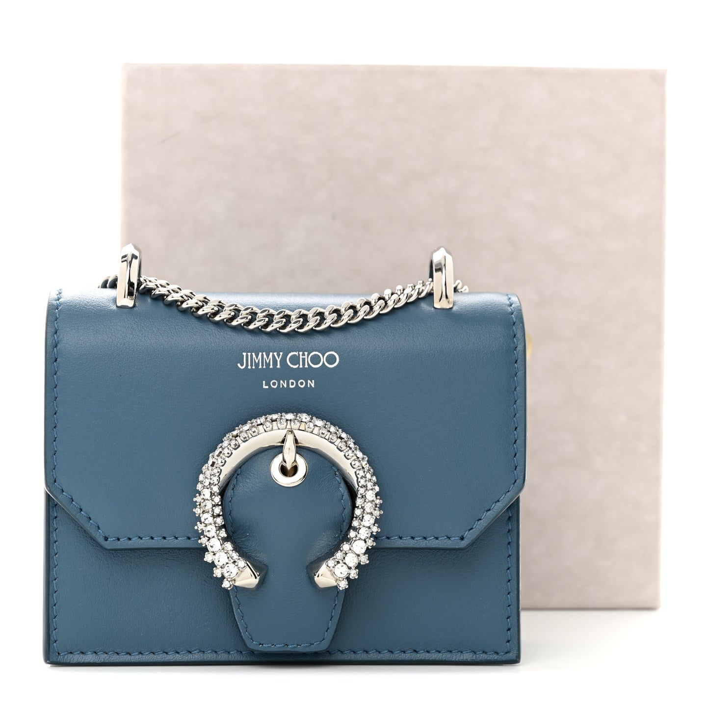 Smooth Calfskin Mini Paris Crossbody Butterfly Blue Silver