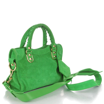 Balenciaga Baby Daim Suede Gold Metallic Edge Hardware Mini City Vert Fluo 3 of 8