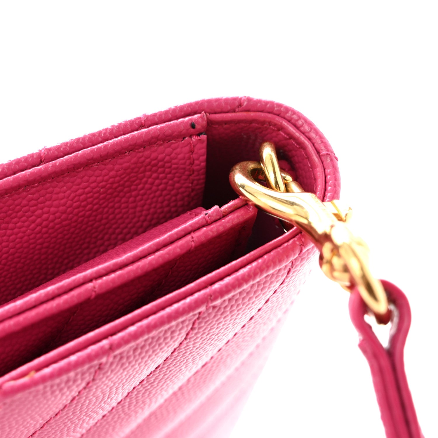 Saint Laurent Grain De Poudre Matelasse Chevron Monogram Envelope Clutch Fuchsia 10 of 11