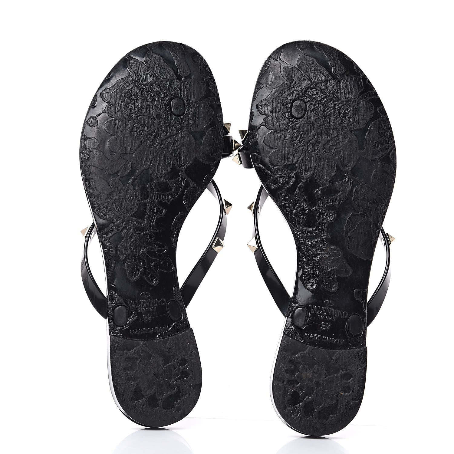 Valentino Garavani PVC Jelly Rockstud Bow Thong Sandals 37 Black 5 of 7