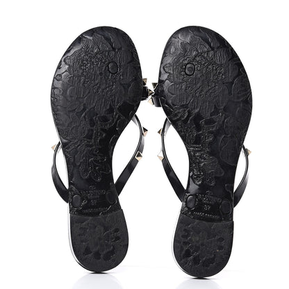Valentino Garavani PVC Jelly Rockstud Bow Thong Sandals 37 Black 5 of 7