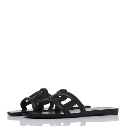 Hermes Rubber Aloha Sandals 37 Black 3 of 8
