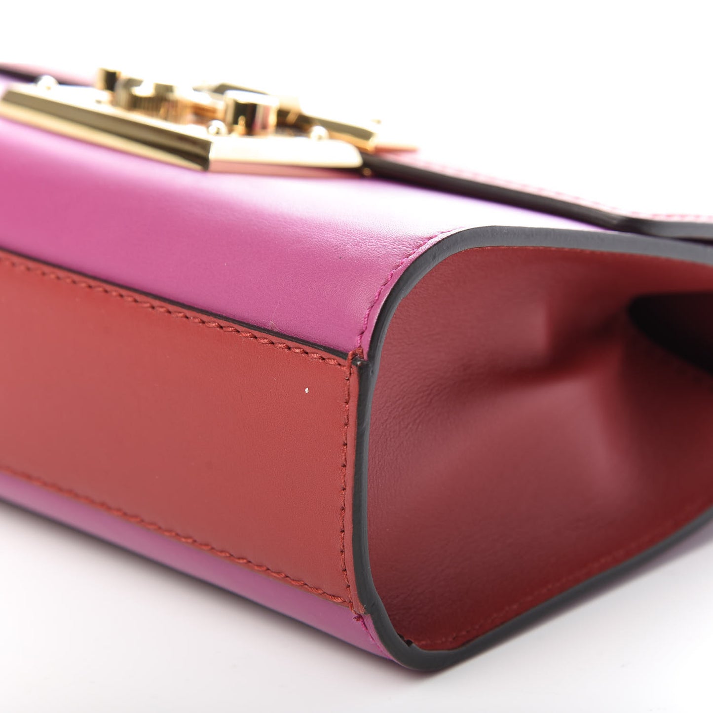 Calfskin Small Padlock Shoulder Bag New Rosette Hibiscus Red