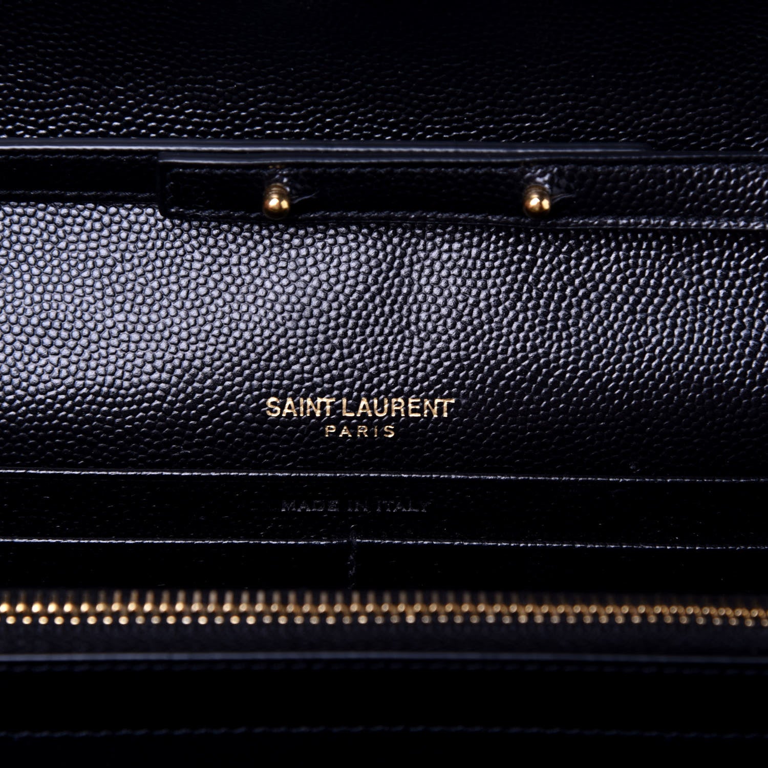 Saint Laurent Grain De Poudre Matelasse Chevron Monogram Chain Wallet Black 8 of 9