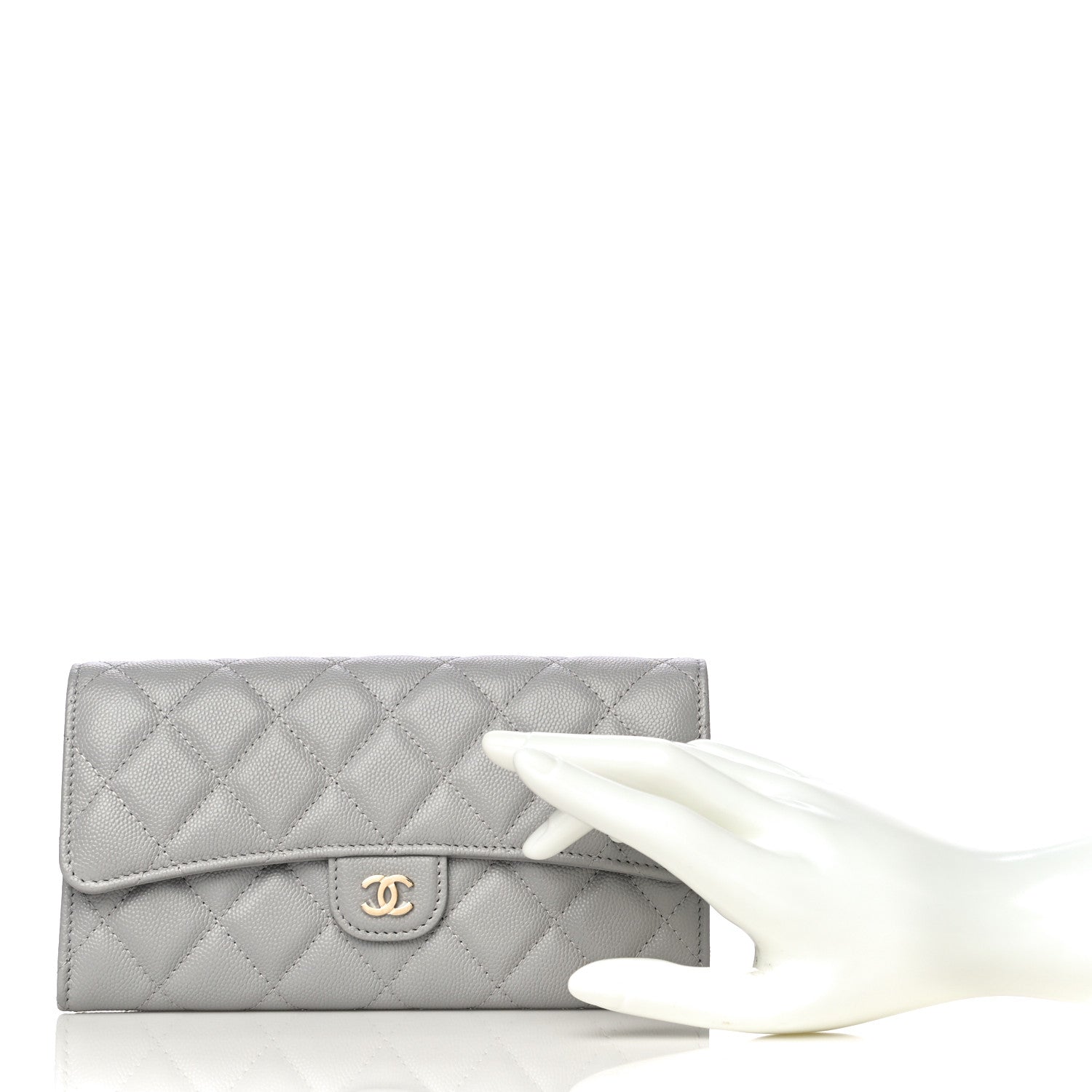 Chanel Caviar Quilted Large Flap Wallet Grey 2 of 12