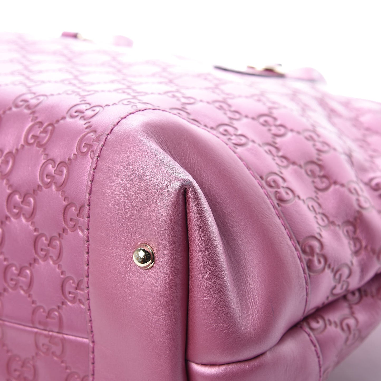 Metallic Soft Guccissima Large Heart Bit Charm Top Handle Tote Fresia Rose