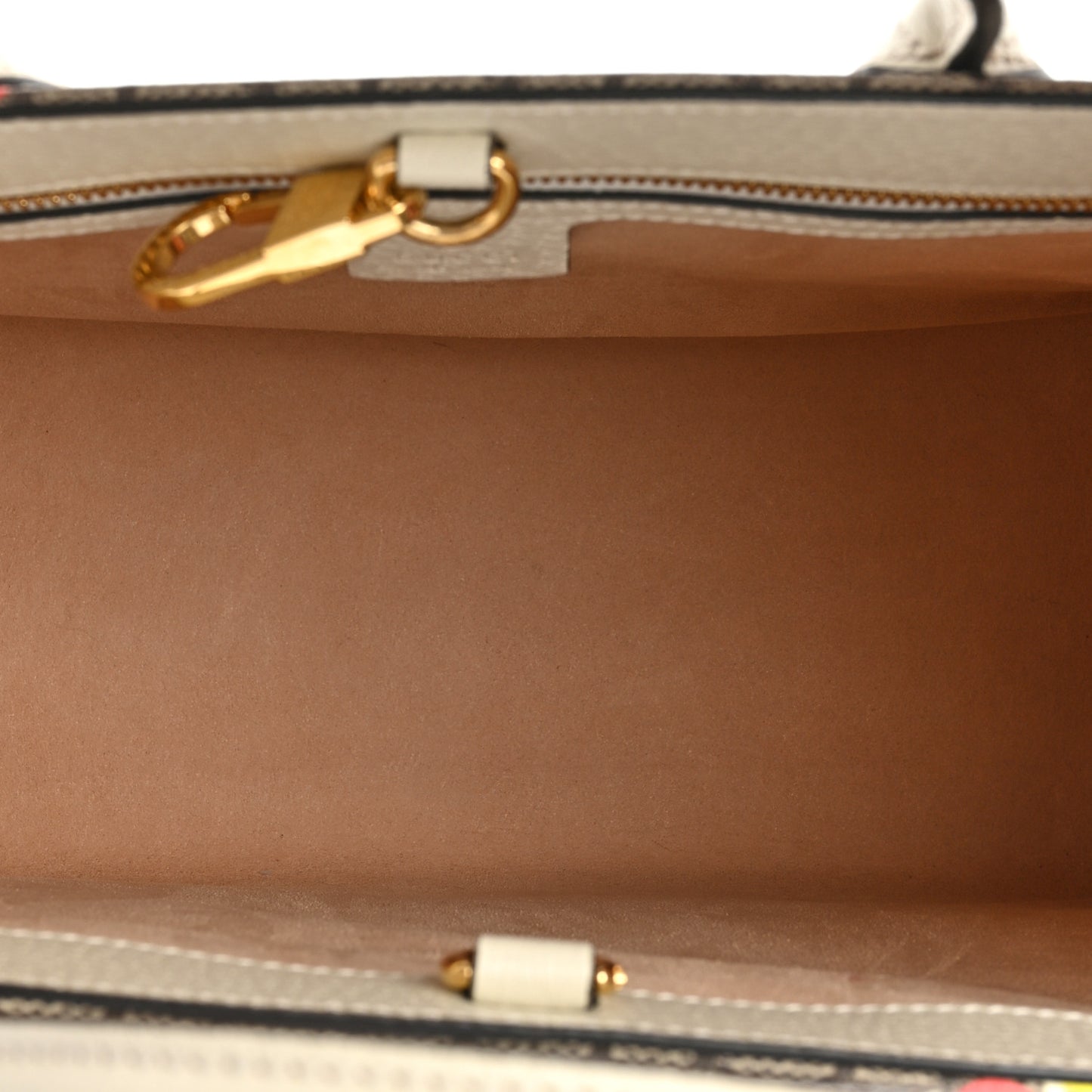 GG Supreme Monogram Textured Calfskin Les Pommes Small Retro Interlocking G Tote Bag Beige Multicolor Mystic White