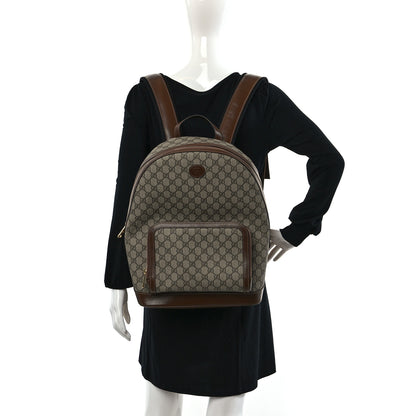 Gucci GG Supreme Monogram Textured Calfskin Retro Interlocking G Backpack Brown Beige 2 of 12
