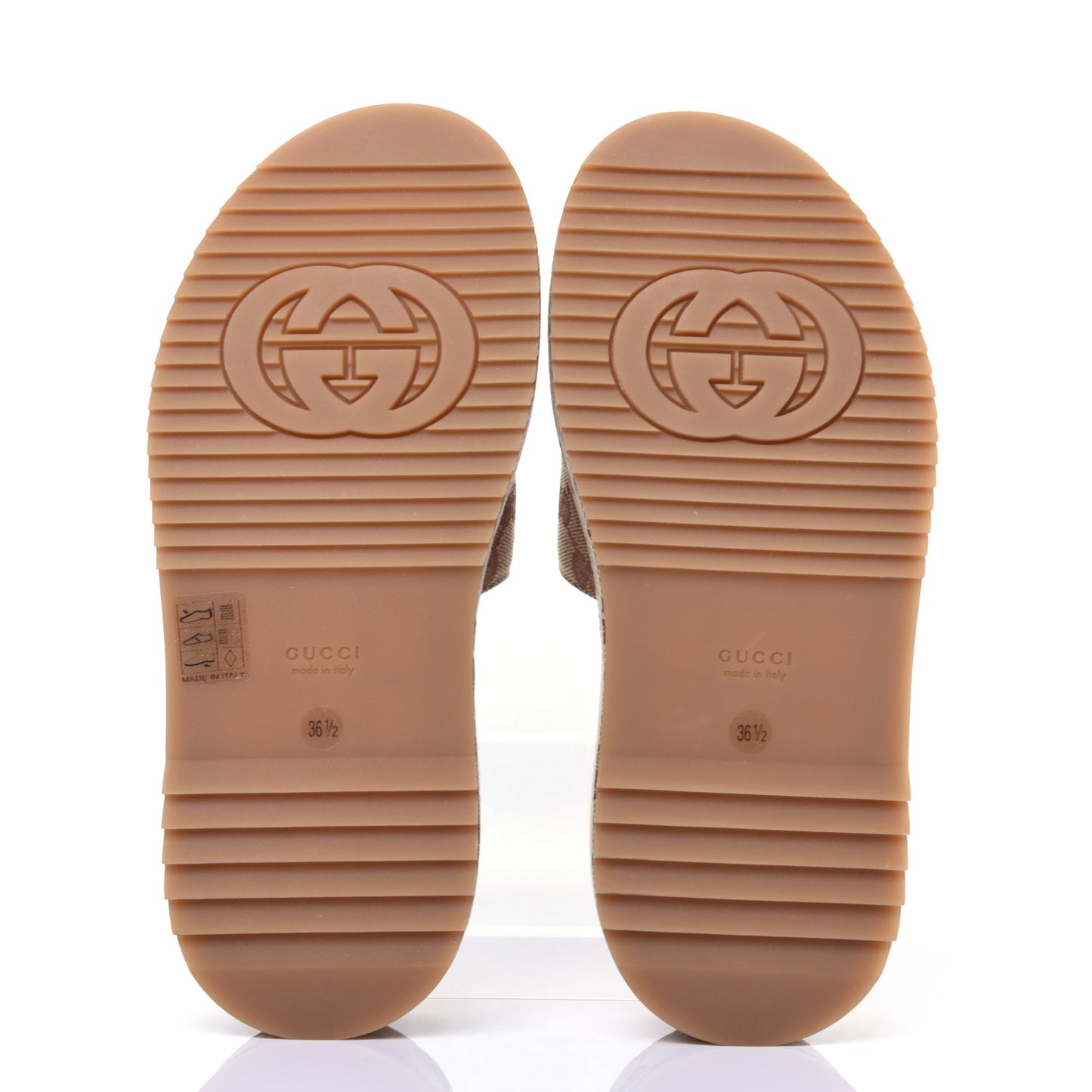 Canvas GG Monogram Angelina Platform Slide Sandals 36.5 Beige Ruggine