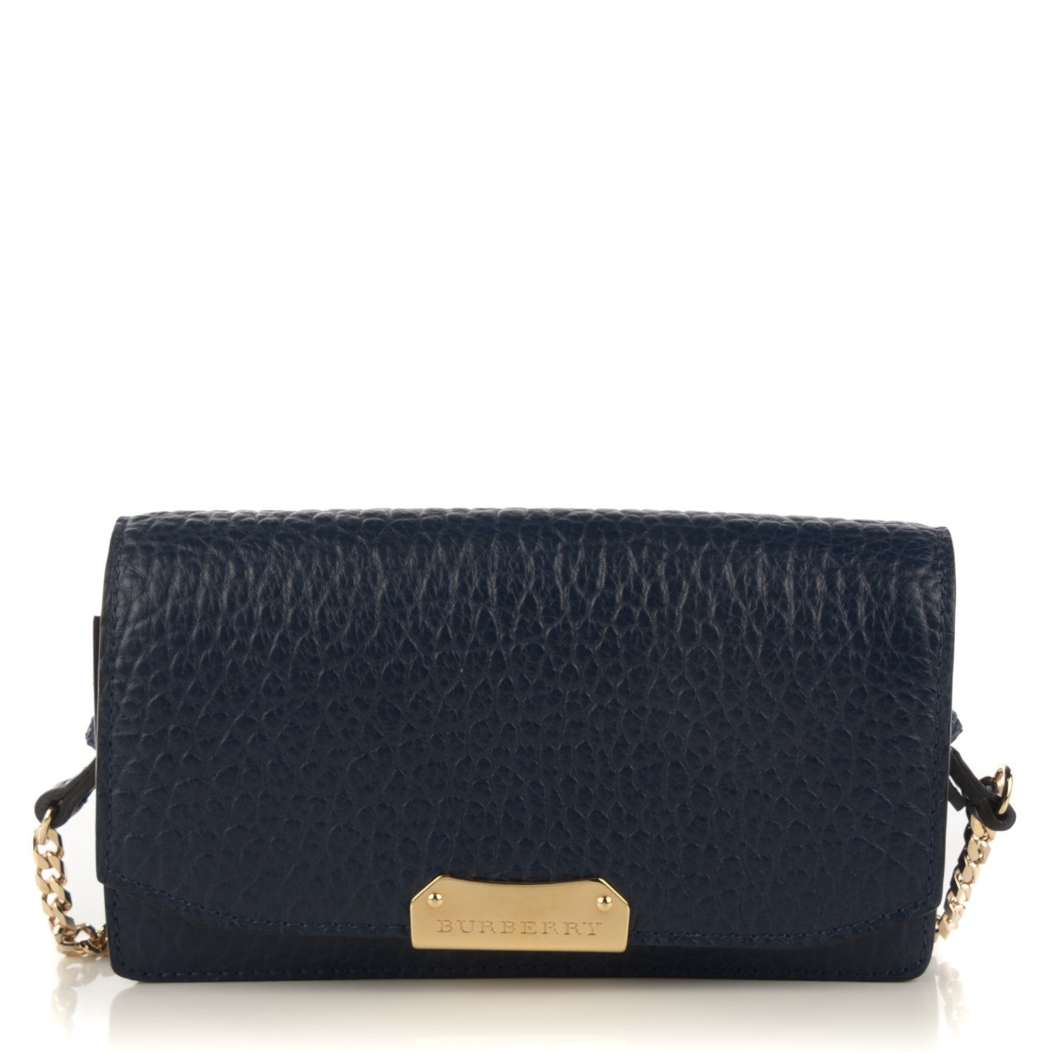 Burberry Signature Grain Clutch With Chain Blue Carbon 1 of 8