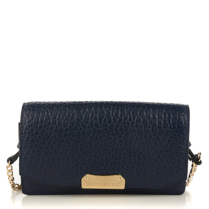 Burberry Signature Grain Clutch With Chain Blue Carbon 1 of 8