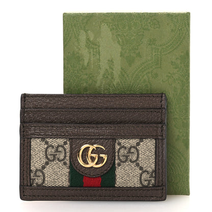 Gucci GG Supreme Monogram Textured Dollar Calfskin Ophidia Card Holder Beige Ebony New Acero 7 of 7