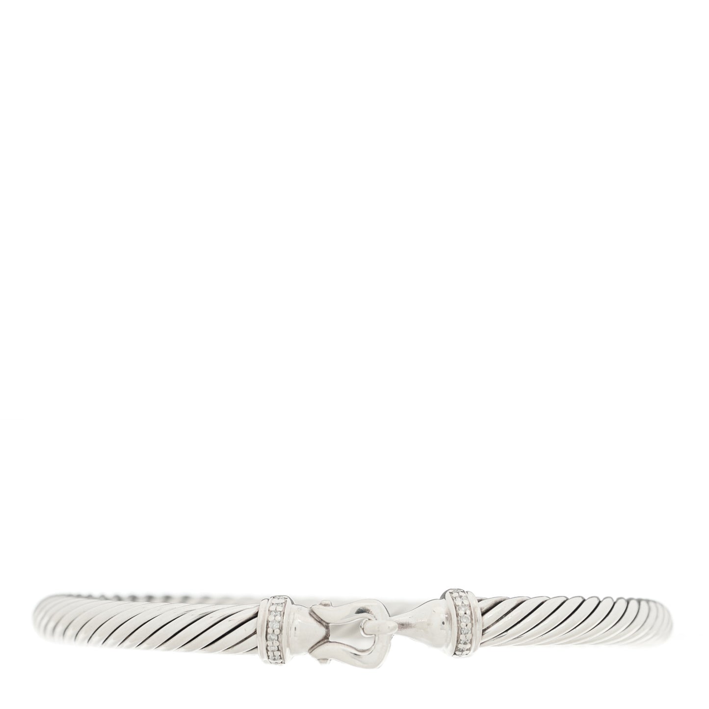 Sterling Silver Diamond 5mm Cable Buckle Bracelet