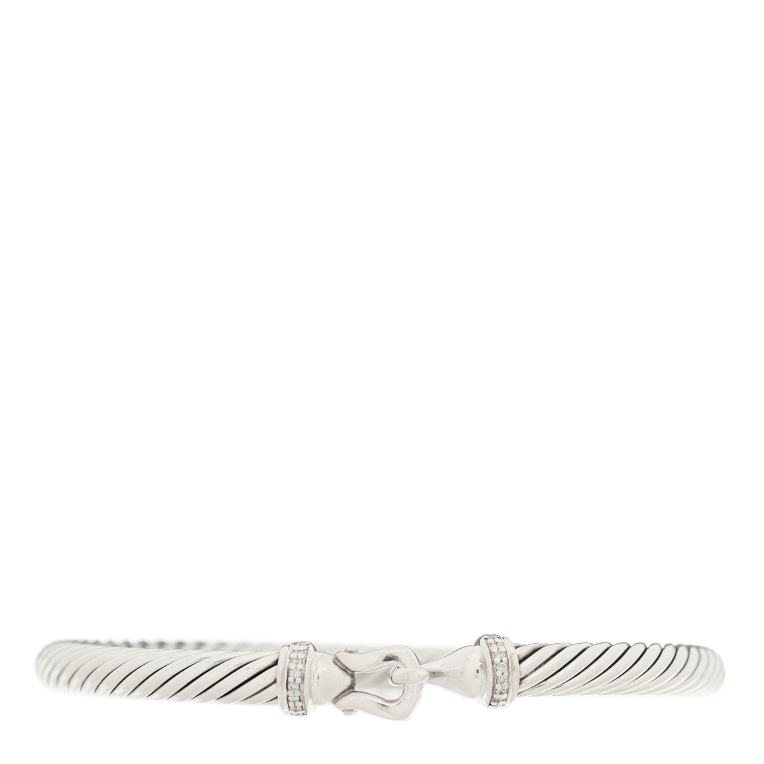 David Yurman Sterling Silver Diamond 5mm Cable Buckle Bracelet 1 of 3