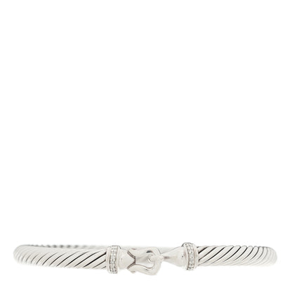 David Yurman Sterling Silver Diamond 5mm Cable Buckle Bracelet 1 of 3