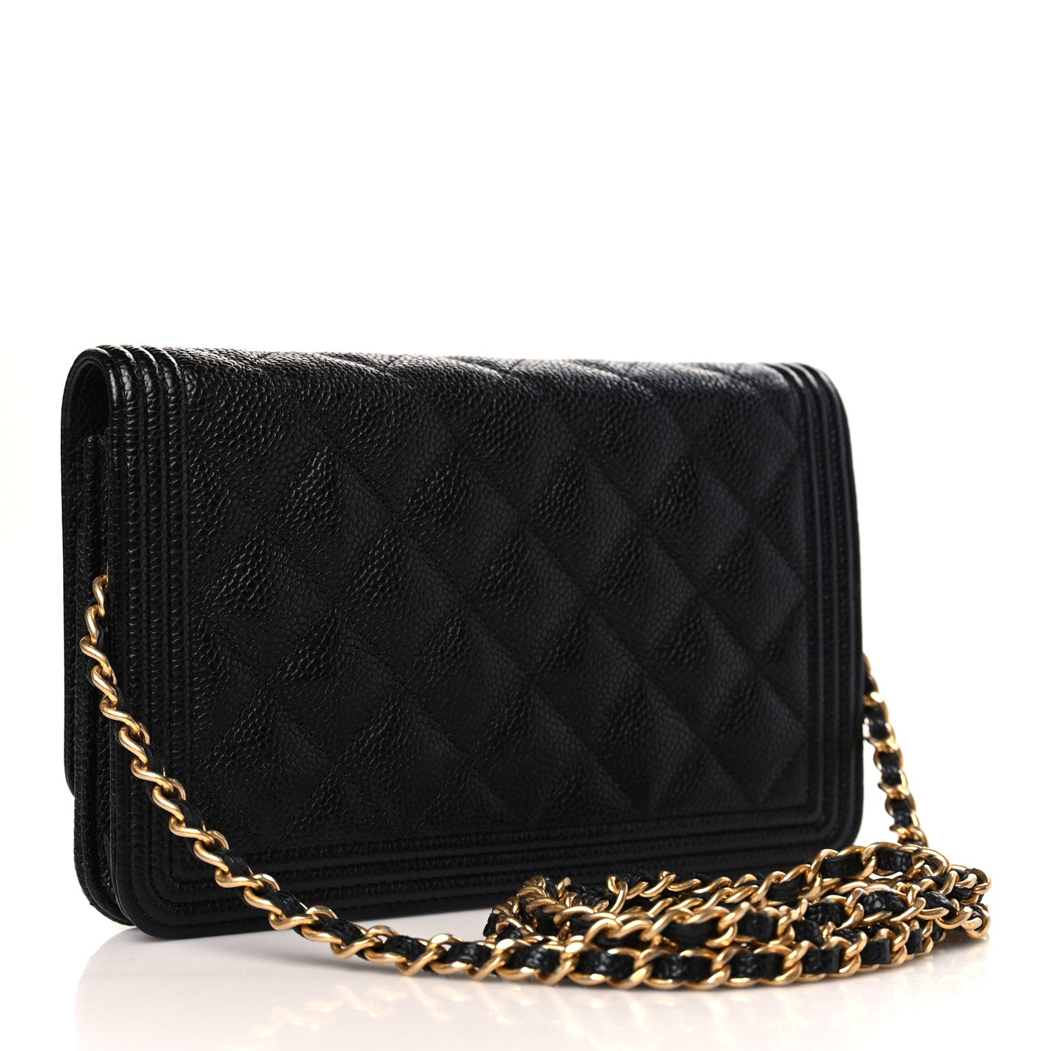 Chanel Caviar Quilted Boy Wallet On Chain WOC Black 3 of 11