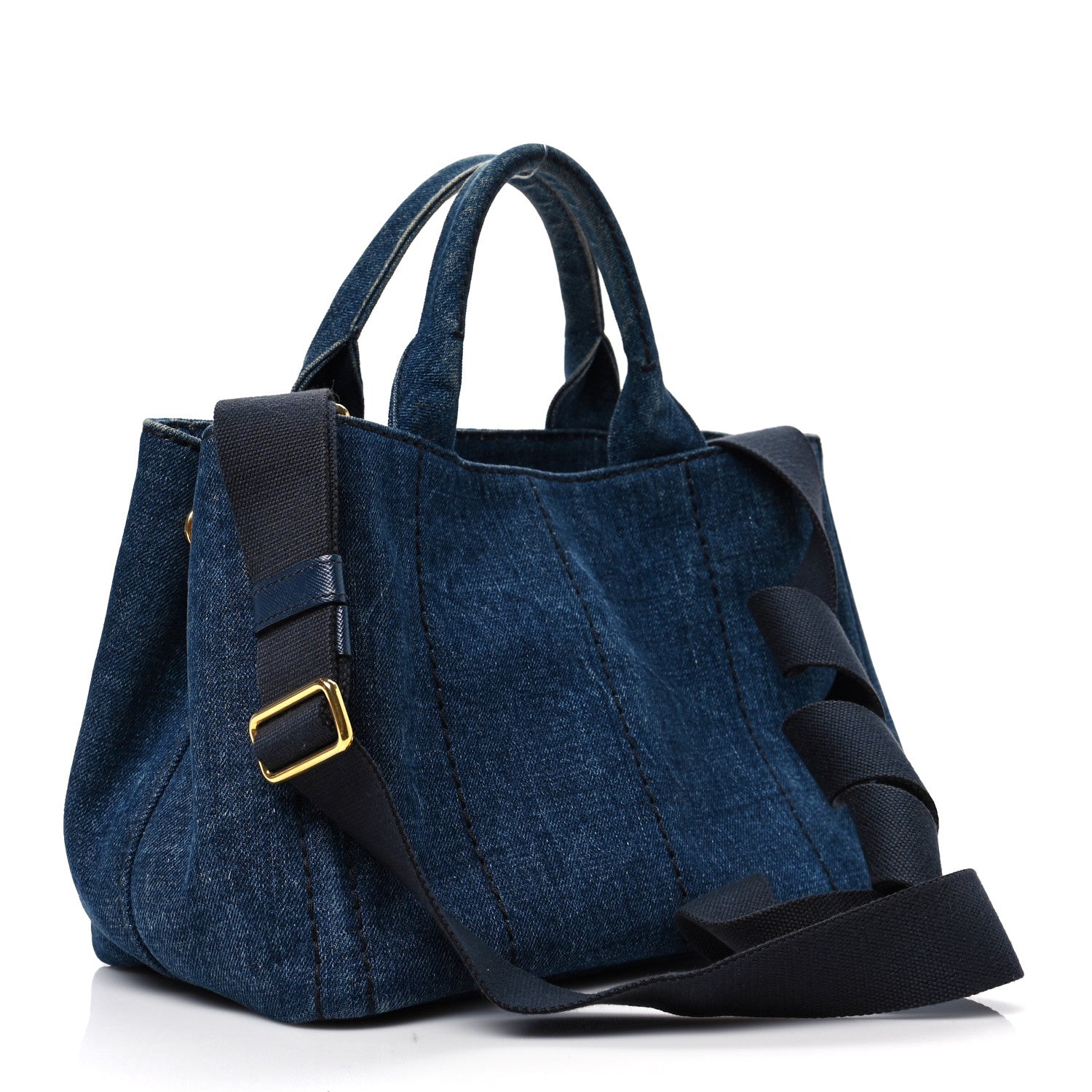 Prada Denim Small Logo Tote Bleu 3 of 7