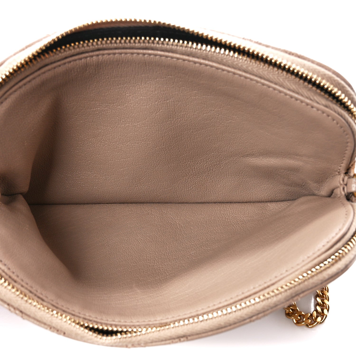Saint Laurent Grained Lambskin Quilted Mini Becky Double Zip Bag Dark Beige 5 of 13