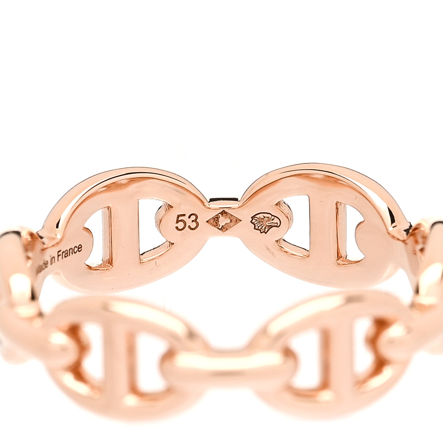 Hermes 18K Rose Gold PM Chaine D'Ancre Enchainee Ring 53 6.5 8 of 9