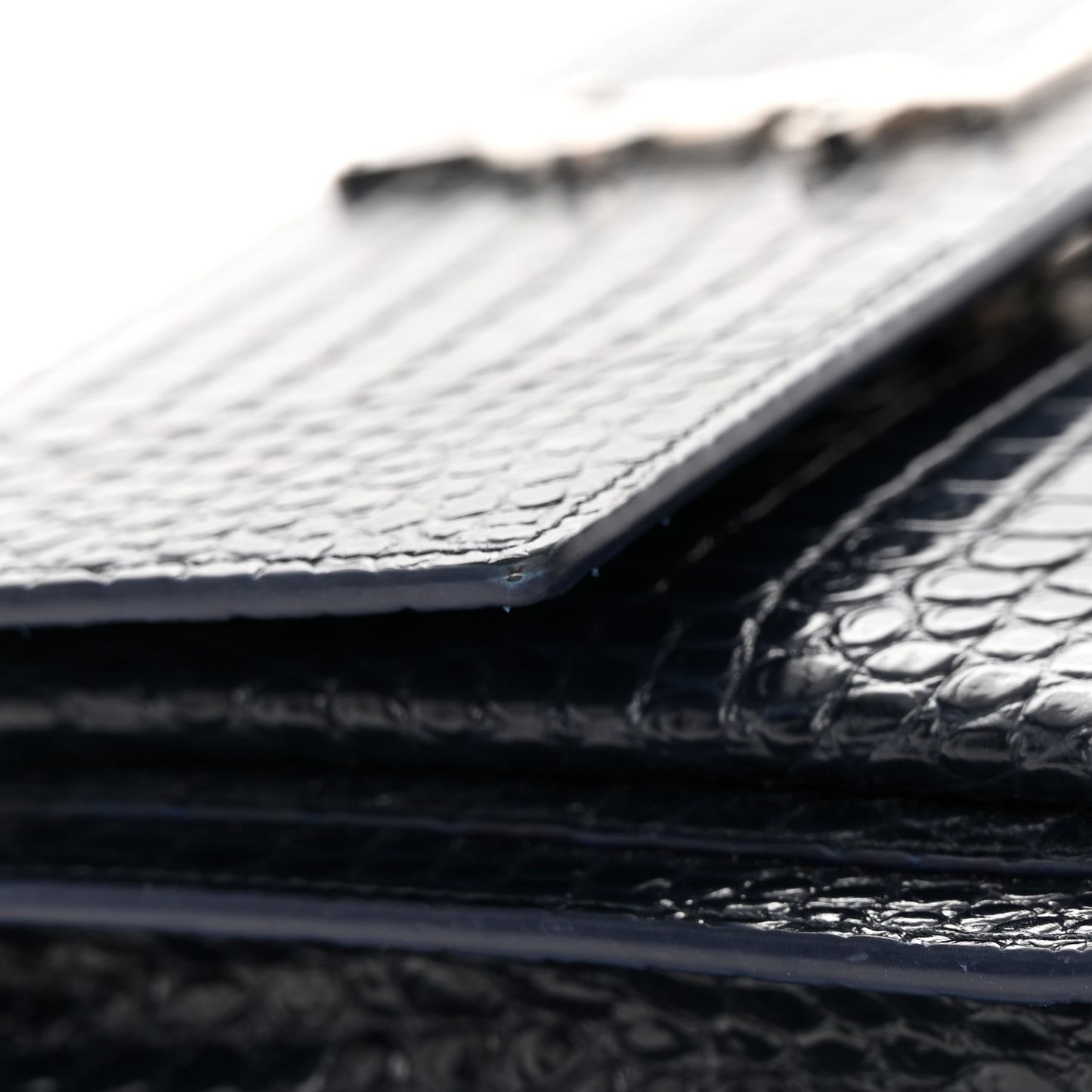 Calfskin Crocodile Embossed Medium Monogram Sunset Navy