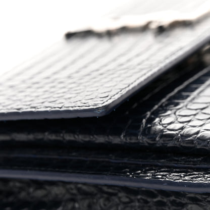 Saint Laurent Calfskin Crocodile Embossed Medium Monogram Sunset Navy 17 of 17