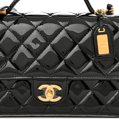 Chanel Patent Quilted Small School Memory Top Handle Flap Black 8 of 11