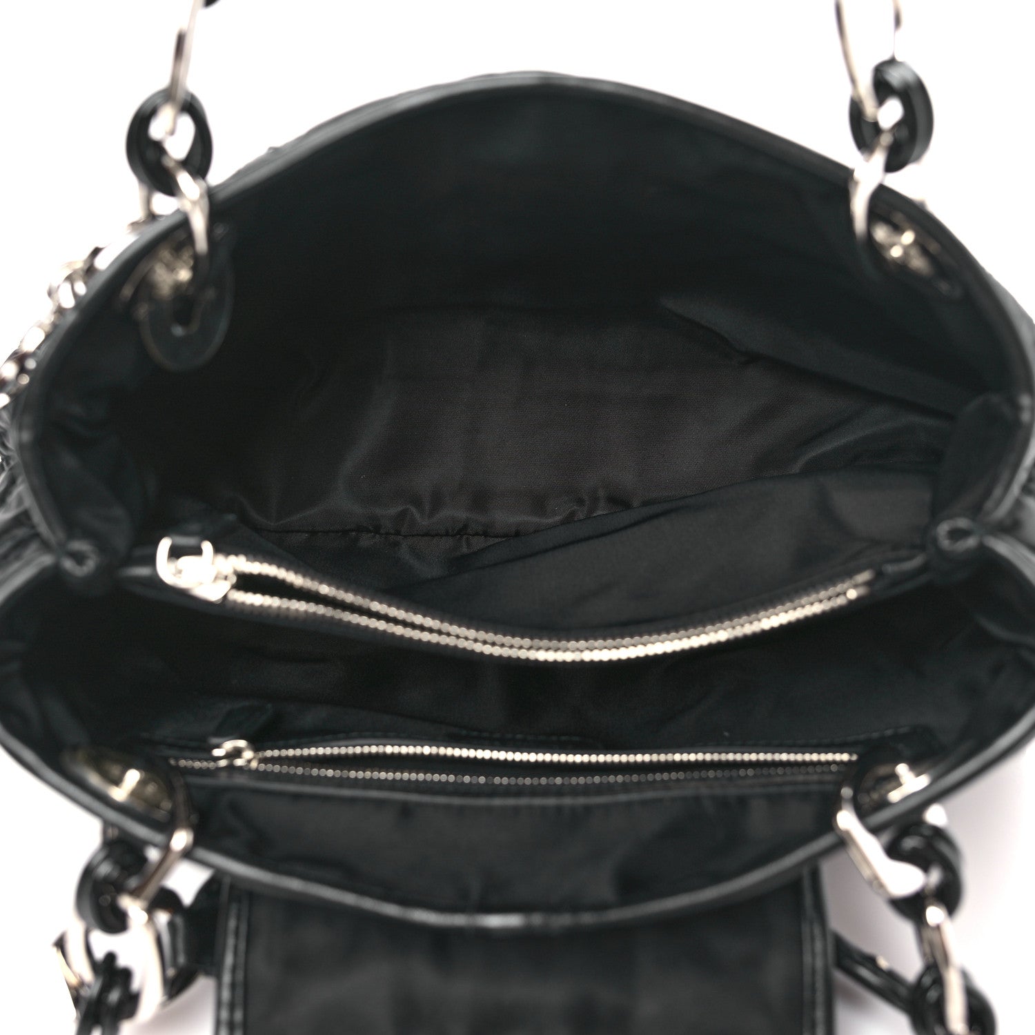 Christian Dior Satin Cannage Charming Lock Flap Shoulder Bag Black 5 of 10