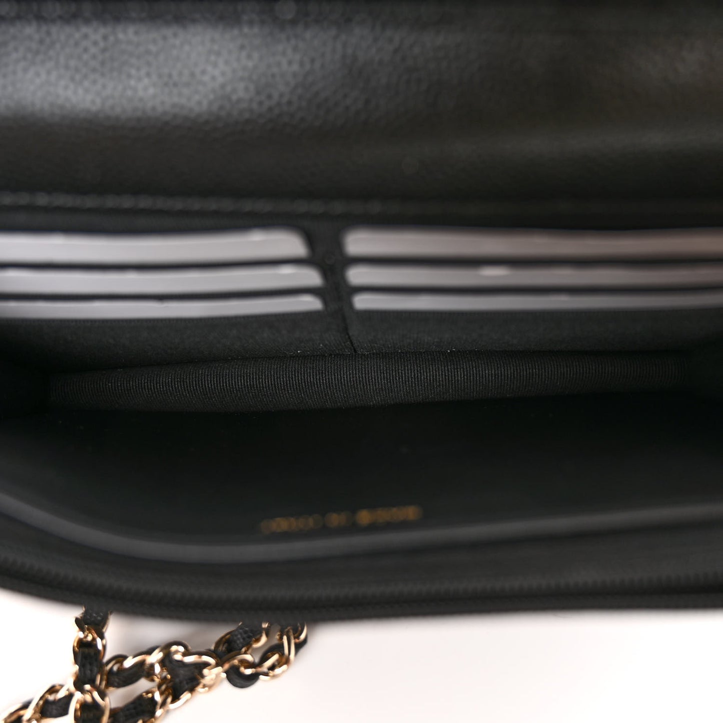 Shiny Caviar Enamel Quilted CC Wallet On Chain WOC Black