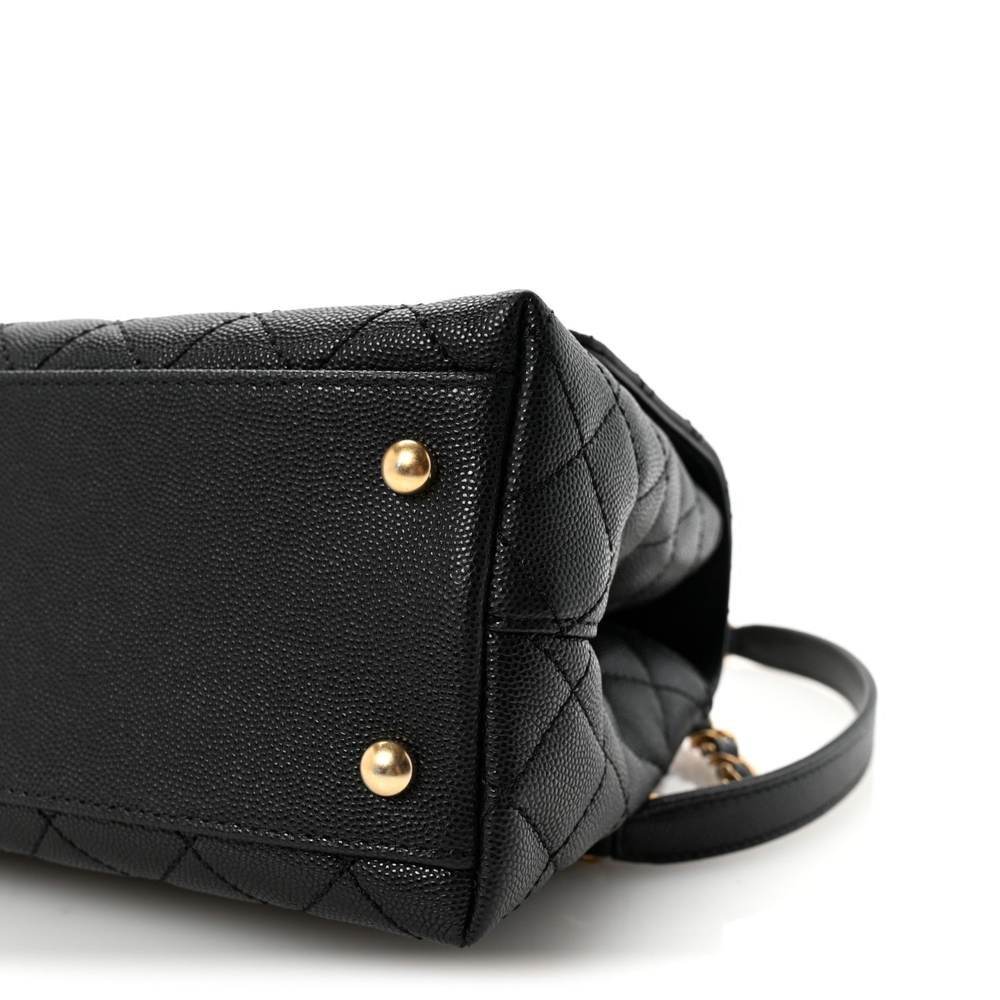 Caviar Quilted Small Coco Chain Handle Flap Black