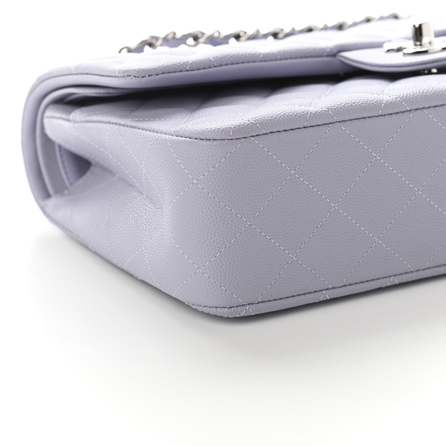 Caviar Quilted Medium Double Flap Light Purple