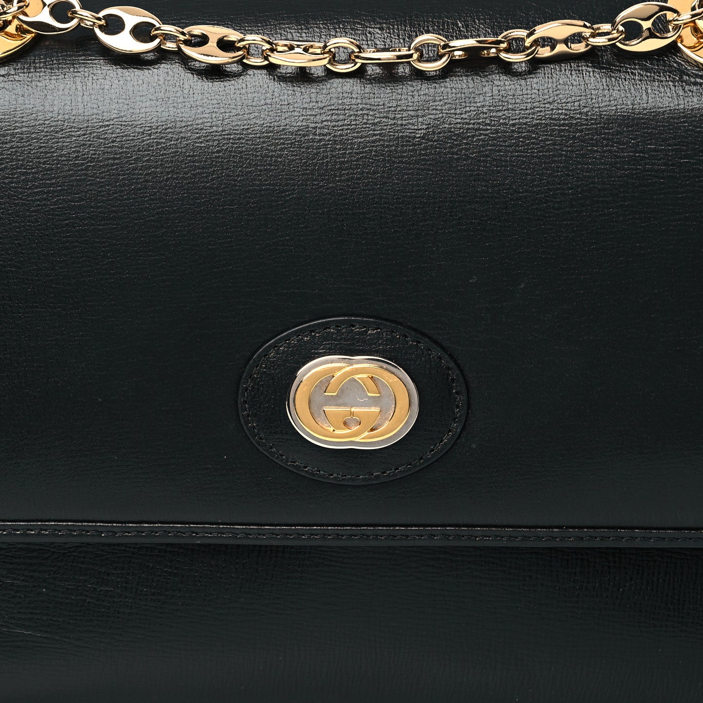 Azalea Calfskin Small Marina Chain Shoulder Bag Black