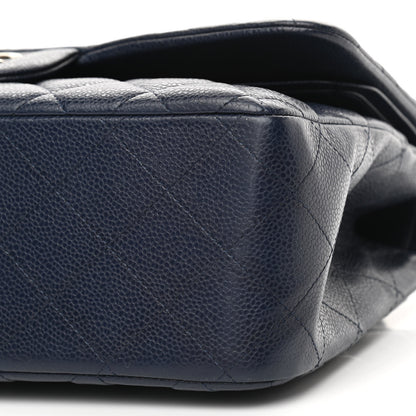 Chanel Caviar Quilted Jumbo Double Flap Navy Blue 10 of 10