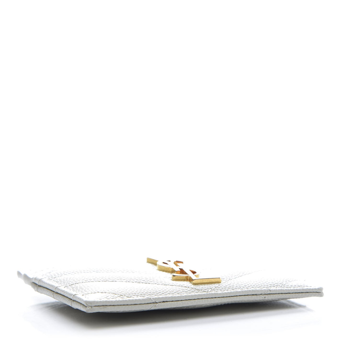 Grain De Poudre Matelasse Chevron Monogram Credit Card Case Blanc Vintage