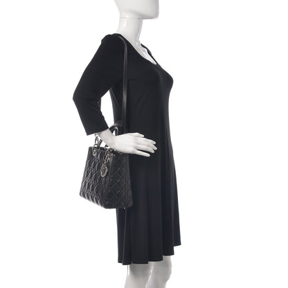 Christian Dior Lambskin Cannage Medium Lady Dior Black 2 of 9