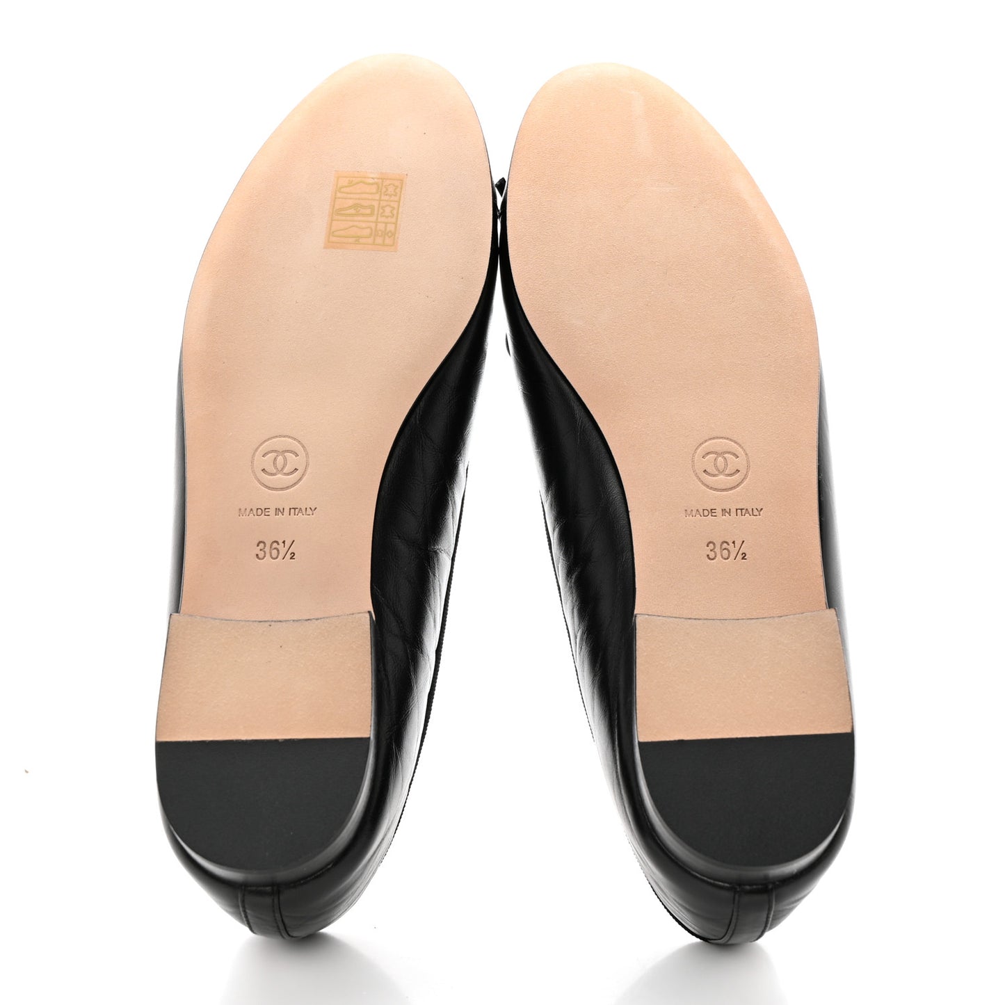 Lambskin Patent Cap Toe Ballerina Flats 36.5 Black