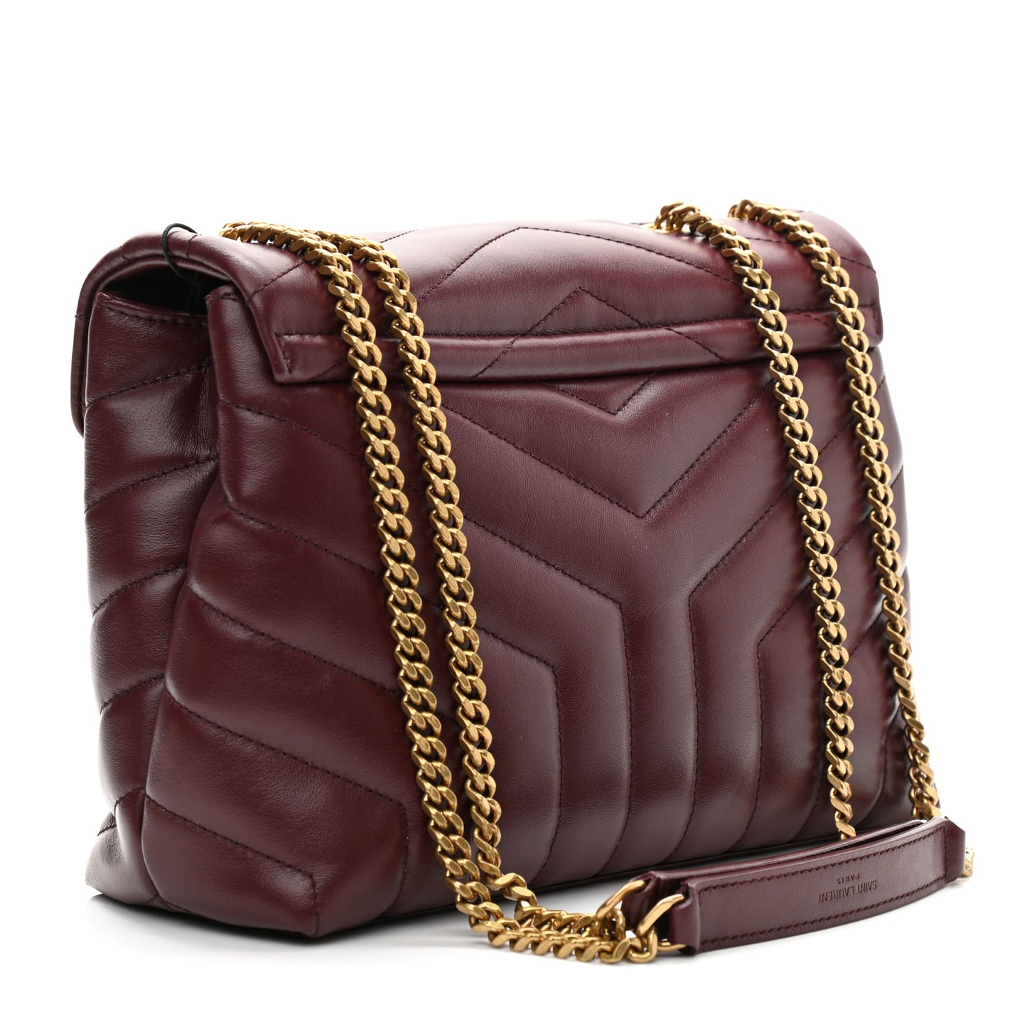 Calfskin Y Quilted Monogram Small Loulou Chain Satchel Dark Legion Red