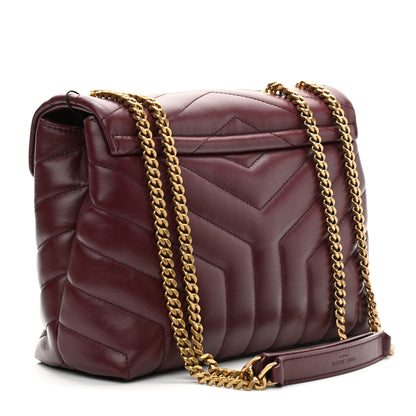 Saint Laurent Calfskin Y Quilted Monogram Small Loulou Chain Satchel Dark Legion Red 3 of 10