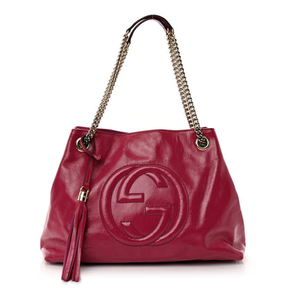 Gucci Vernice Naplack Medium Soho Chain Shoulder Bag Bright Bougainvillea 1 of 10