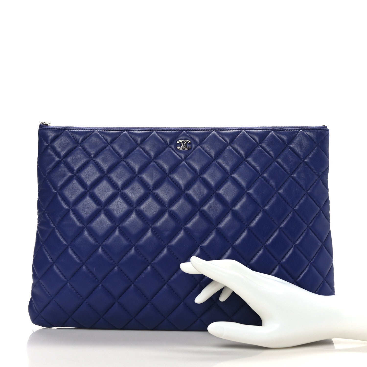 Chanel Lambskin Quilted Large Beauty CC Cosmetic Case Navy 2 of 10