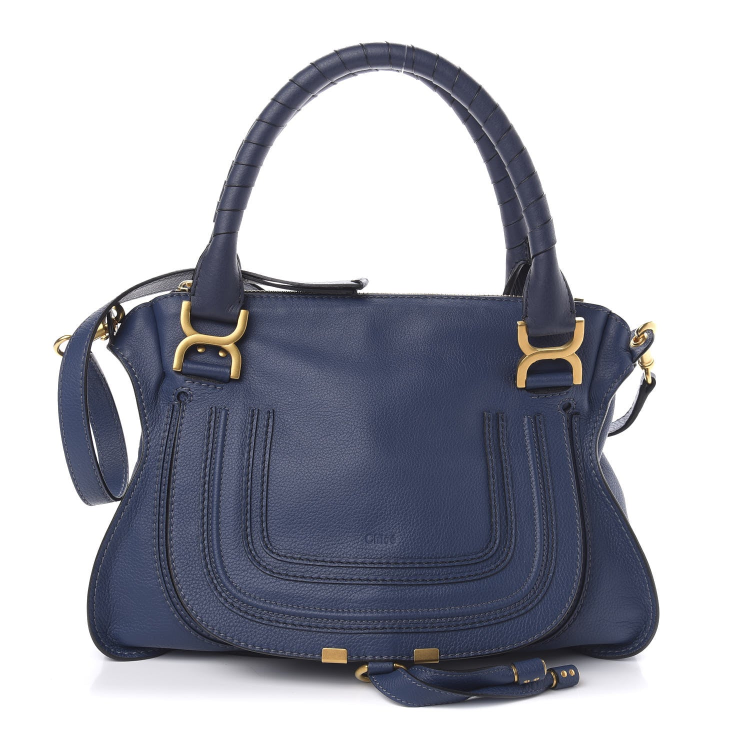 Chloe Calfskin Medium Marcie Satchel Royal Navy 1 of 10