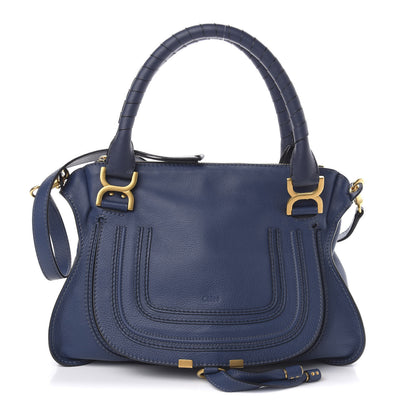 Chloe Calfskin Medium Marcie Satchel Royal Navy 1 of 10