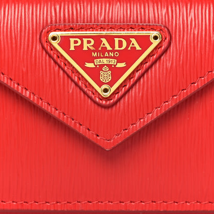 Prada Vitello Move Triangle Tri-Fold Compact Wallet Lacca 6 of 7